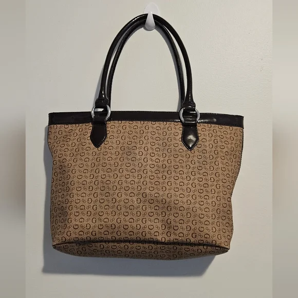 Guess Brown Signature Shoulder Tote Bag - Picture 6 of 15